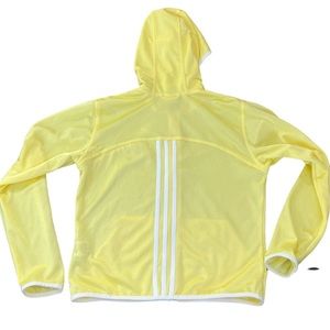 Vintage Adidas 2002 Y2K Zip Up Hoodie 3 Stripe Mesh Light wight Light Yellow
